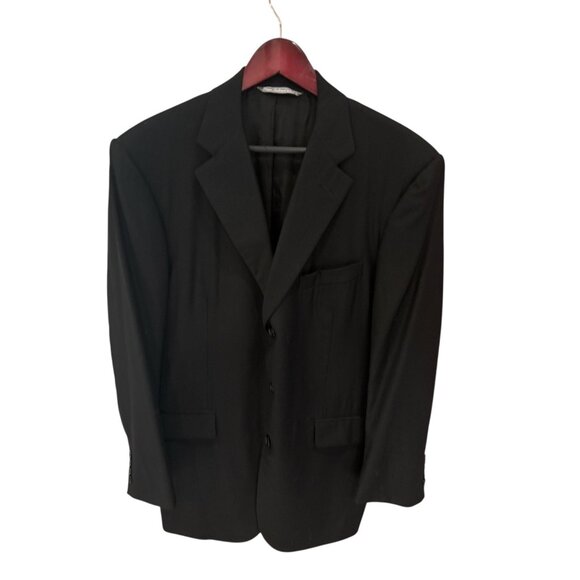 Mens Black Suit Jacket 40R Super 110s Fabric By Ing. Loro Piana & C Italy 2-Butt - Picture 1 of 11